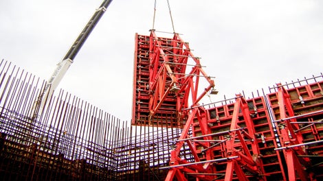 Lifting Trio SB into place.