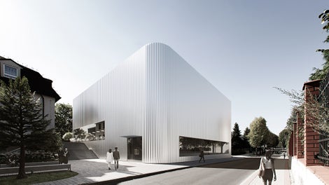 Sala koncertowa połączona łącznikiem z Państwową Szkołą Muzyczną I i II Stopnia w Jastrzębiu-Zdroju<br/>