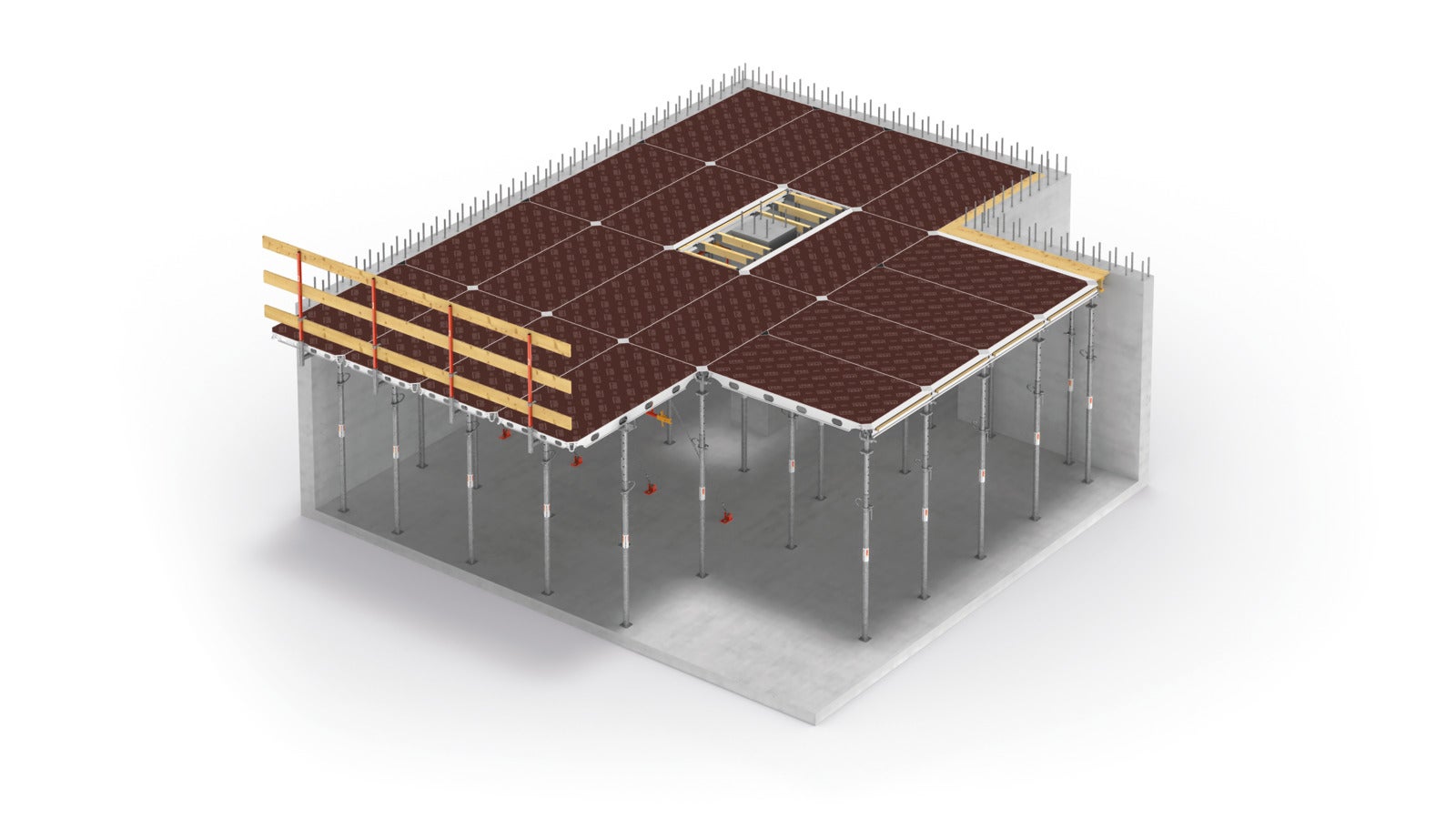 Intuitívne stropné debnenie s rýchlymi zábermi a nízkou potrebou materiálu. <br/>