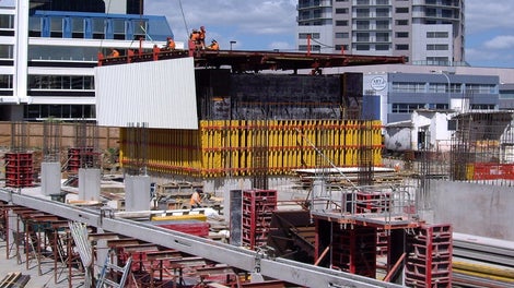 Latticework façade.