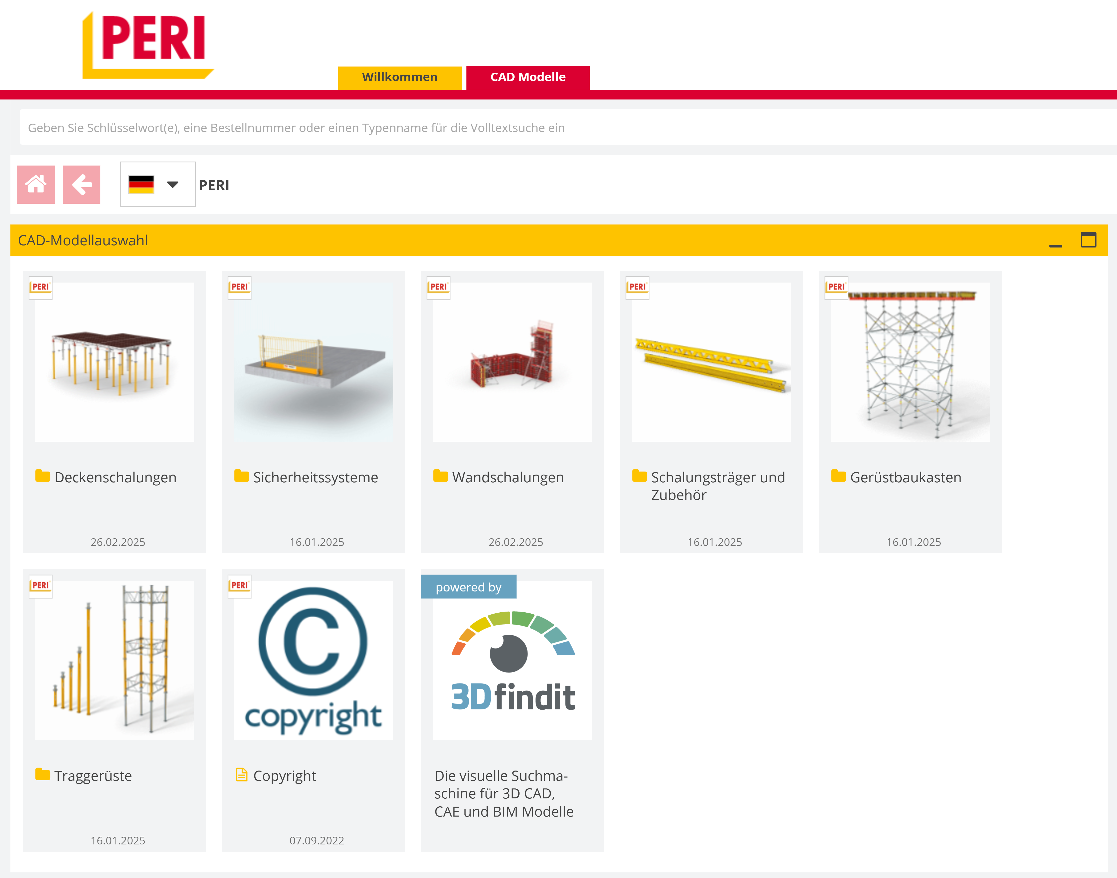 Modelli dei prodotti PERI per la progettazione di soluzioni di casseratura e ponteggi nel proprio software CAD abituale.