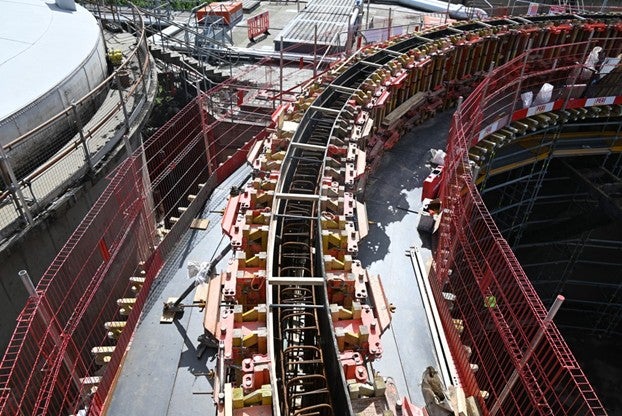 The system shown from above.