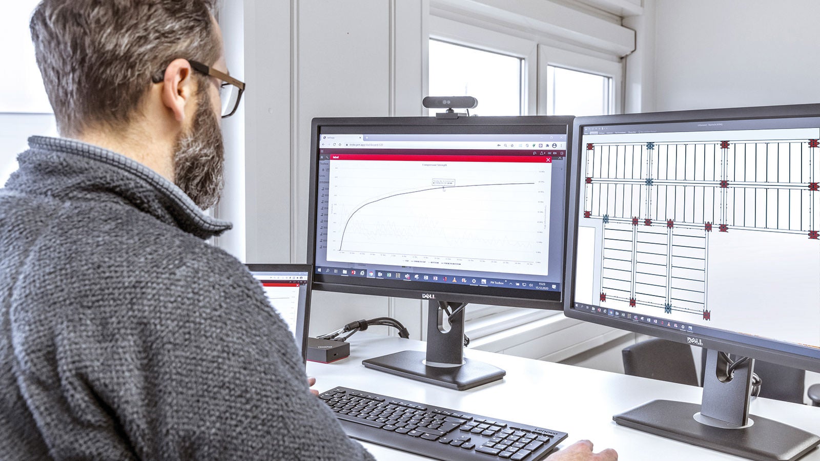 Thanks to the ISC Web Application, the captured data can be analysed in real time in order to achieve an optimal concreting result. 