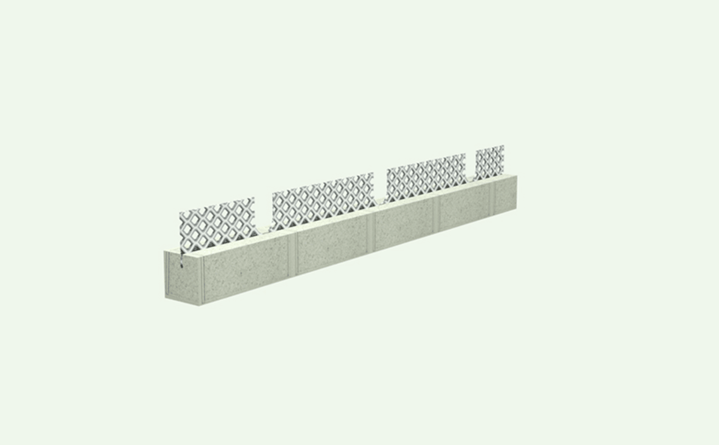 BECOSPACE is a fibre concrete spacer strip with expanded metal strips to insert as leak protection which greatly reduces concrete flow between the reinforcement around the construction joint.