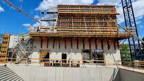 Deskowanie VARIO na budowie nowego gmachu Akademii Muzycznej w Katowicach.