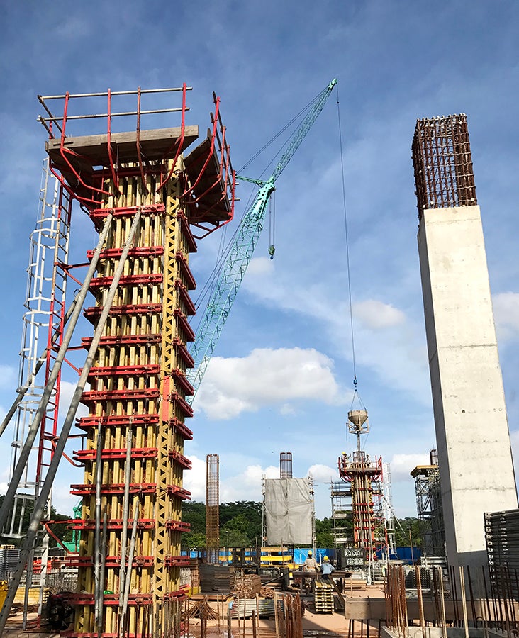VARIO GT 24 Column Formwork are used for casting of columns at the jobsite.