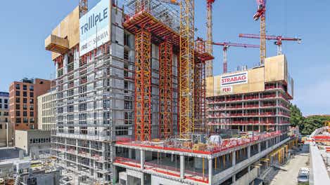 Stacking Shoring PERI solutions for the construction of high-rise buildings