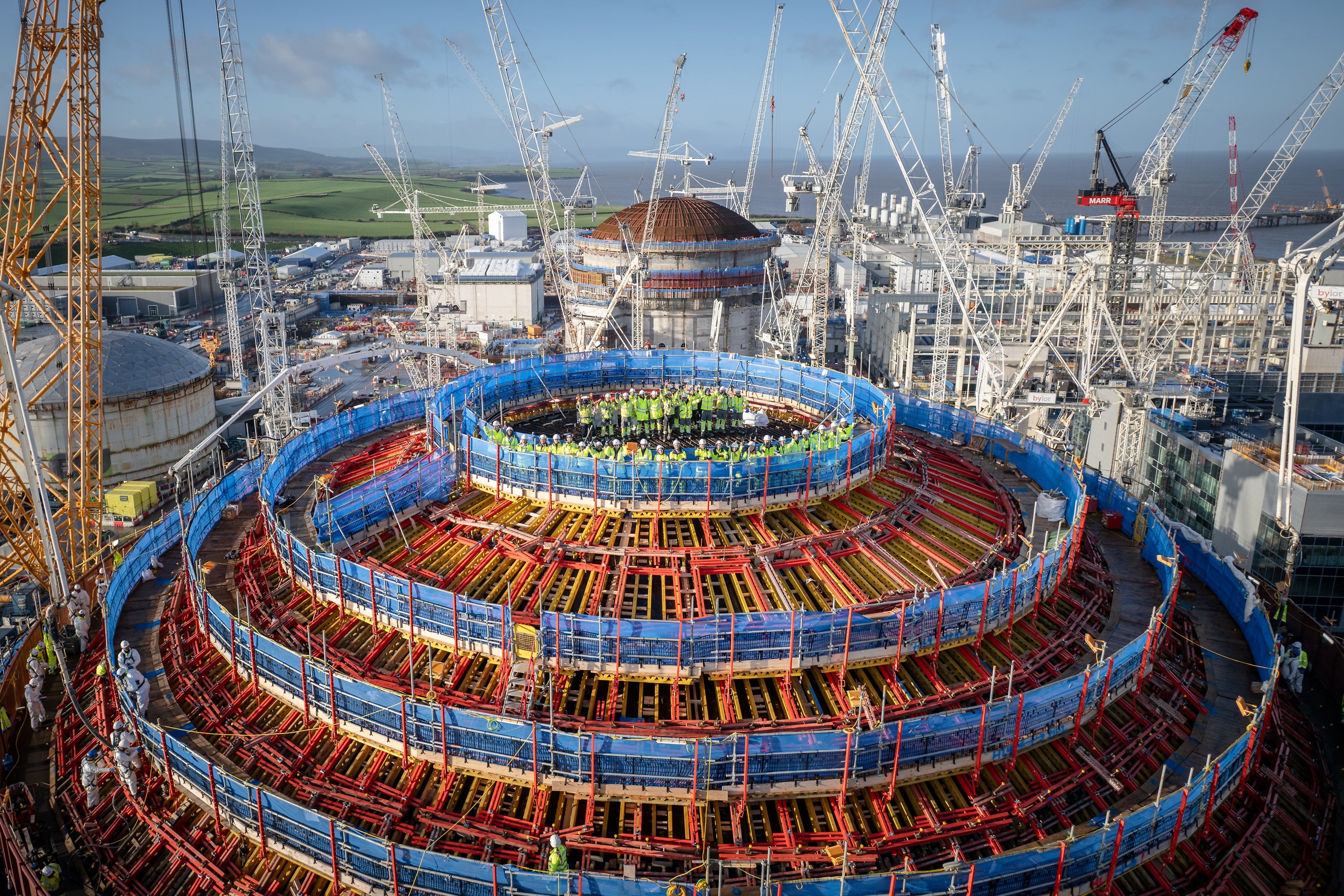 PERI formwork system supporting the construction of the reactor dome at Hinkley Point C nuclear power station.