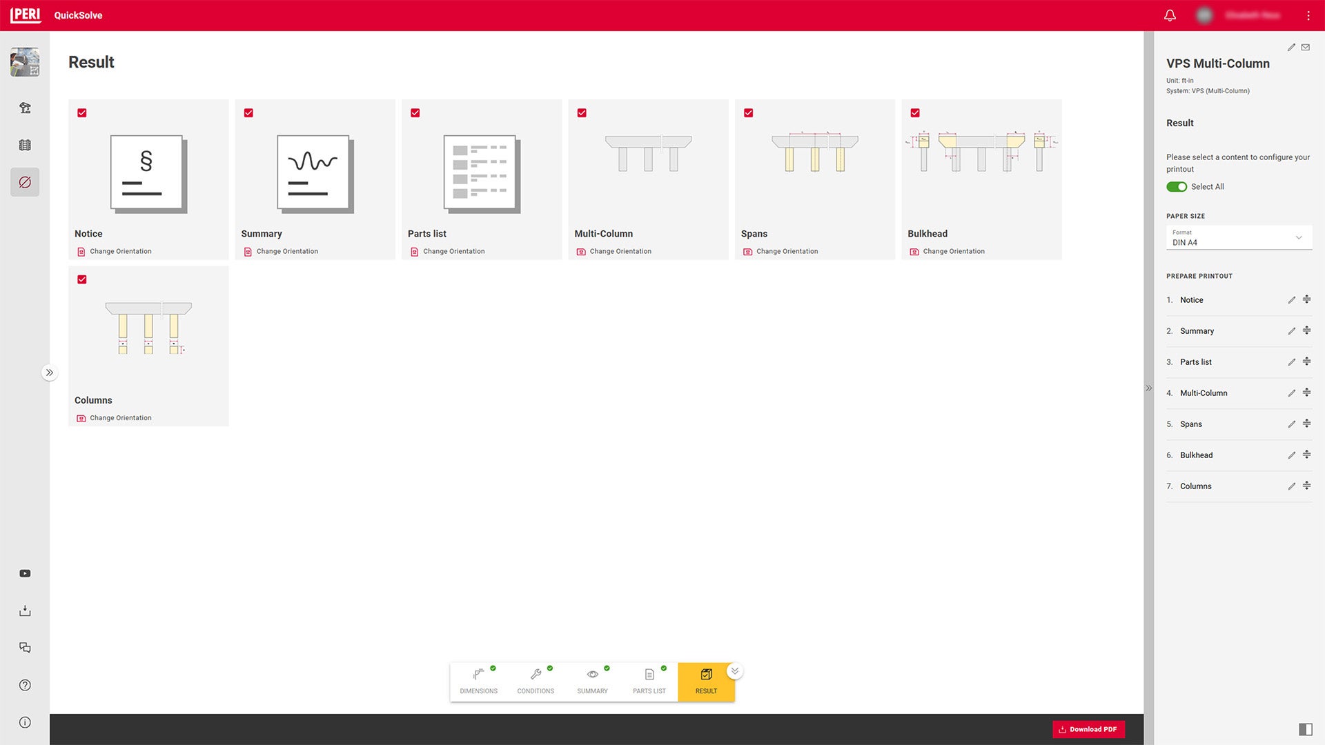 Stimate rapidamente e senza sforzo sistemi complessi di casseforme per ponti PERI, senza necessità di conoscenze delle istruzioni di montaggio o dei calcoli statici. Potete comunque consultare i risultati dei calcoli se necessario.
