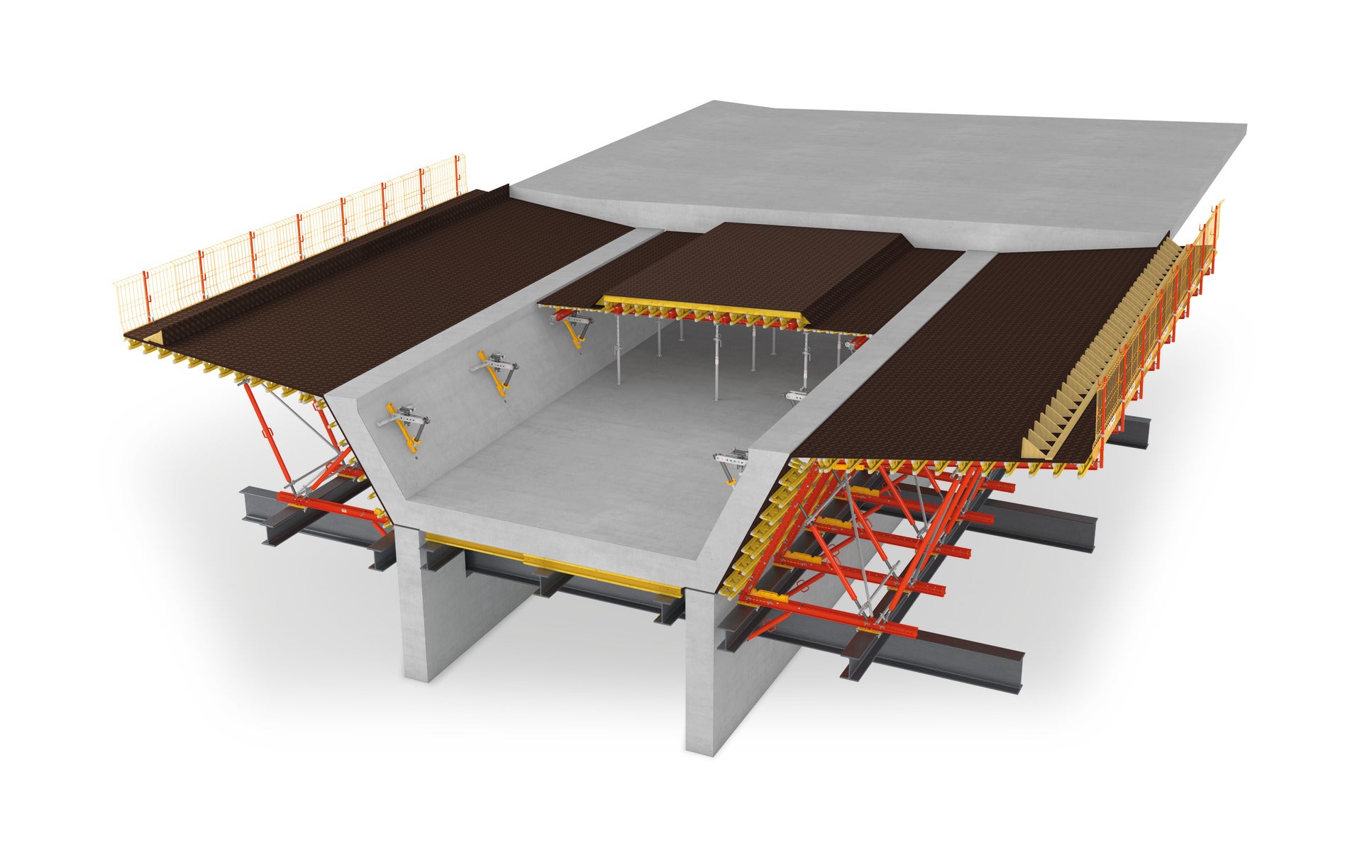 Die VARIOKIT Taktschiebeanlage zur Herstellung von Außen-, Innen- und Deckenschalungen von Brücken im Taktschiebeverfahren<br/>