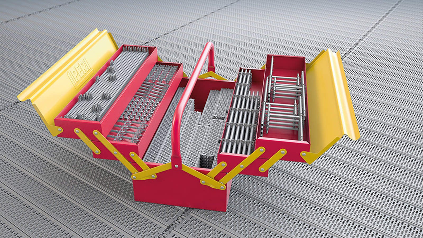 Die Integration von Rahmen- und Modulgerüst zu einem einheitlichen, konstruktiv durchgängigen Systemgerüst
