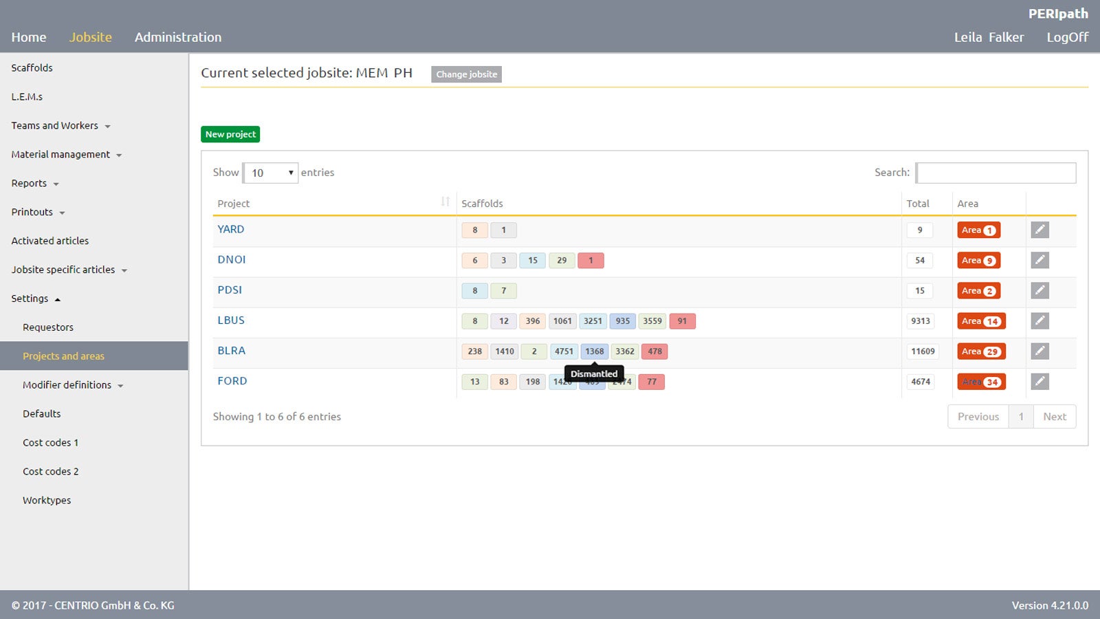 对大型施工现场的整体预览，并可随时对每一个脚手架的实时状态进行跟踪。