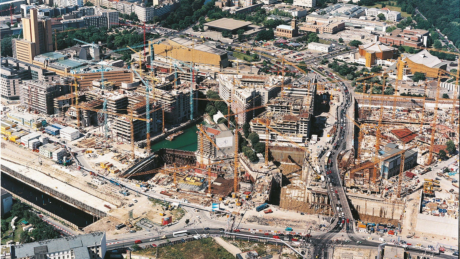 The Potsdamer Platz is a city of the future with office and residential buildings, schools, theatres, hotels and shopping centres in the heart of Berlin.