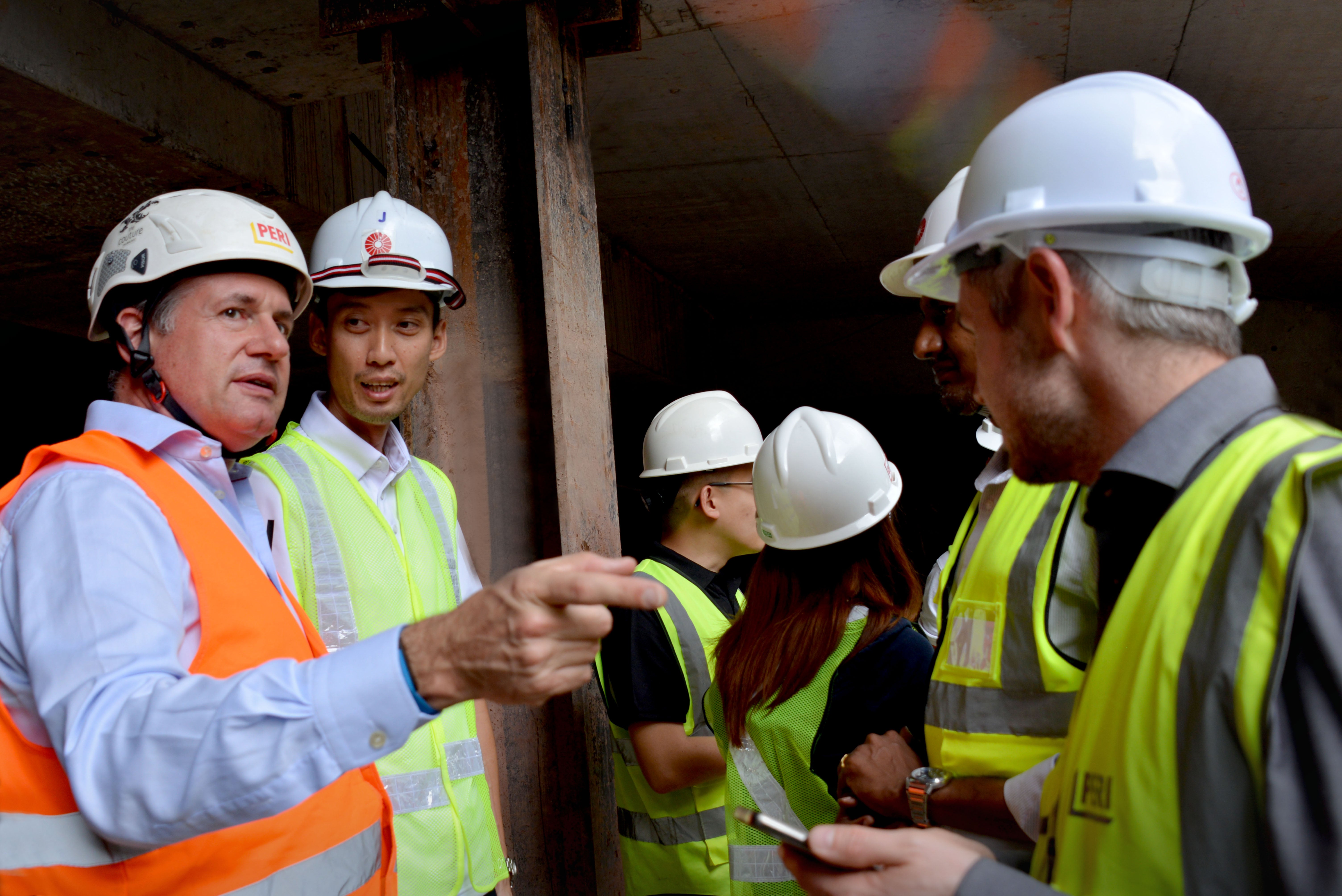 PERI Owner Mr Alexander Schwoerer (left), learning more about the project with GA Construction General Manager, Mr Joseph Liew