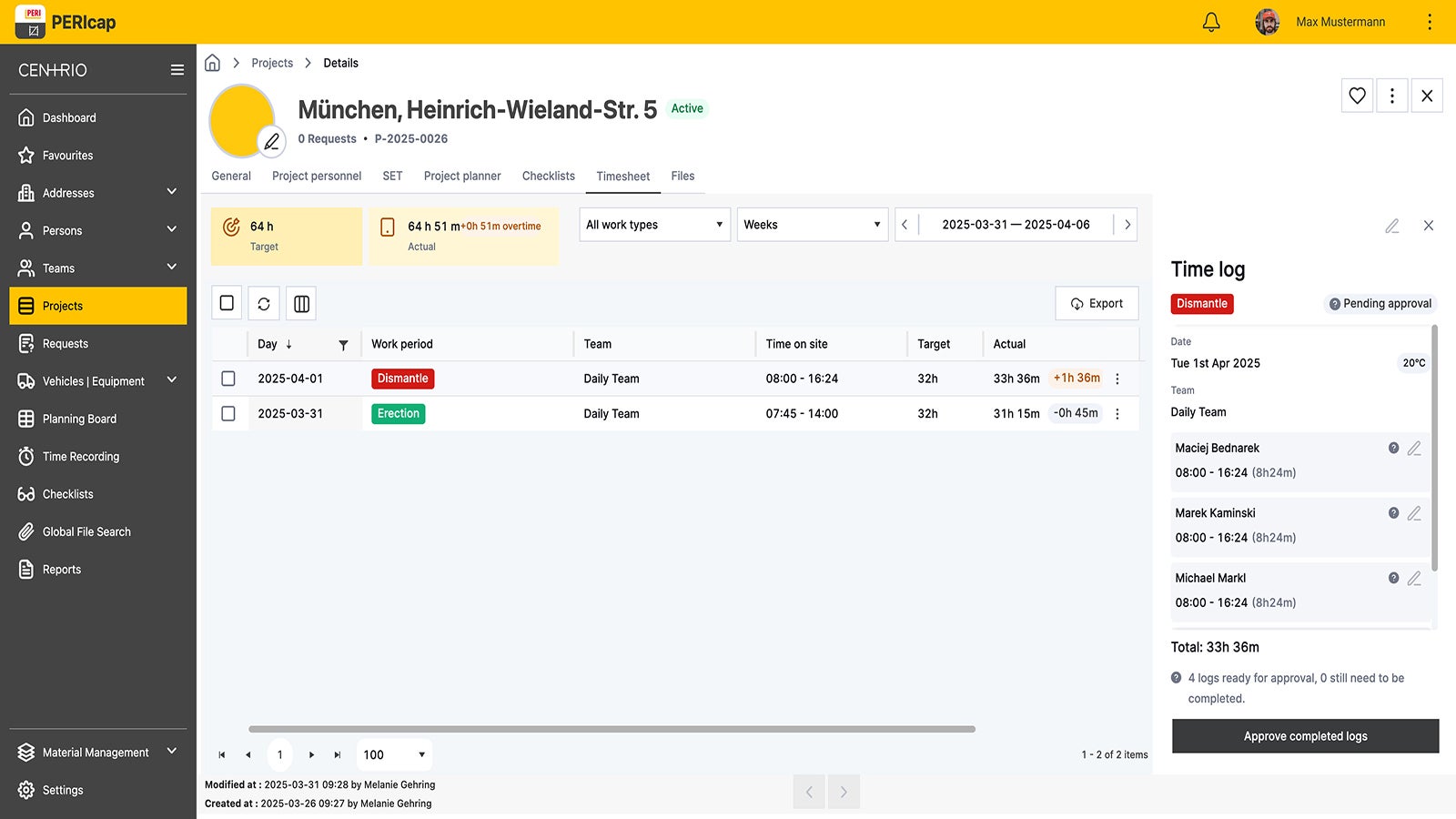 Avec PERIcap, vous enregistrez les temps de travail de manière précise et transparente. 