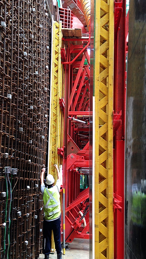 Casting of wall formwork of height up to 8 m