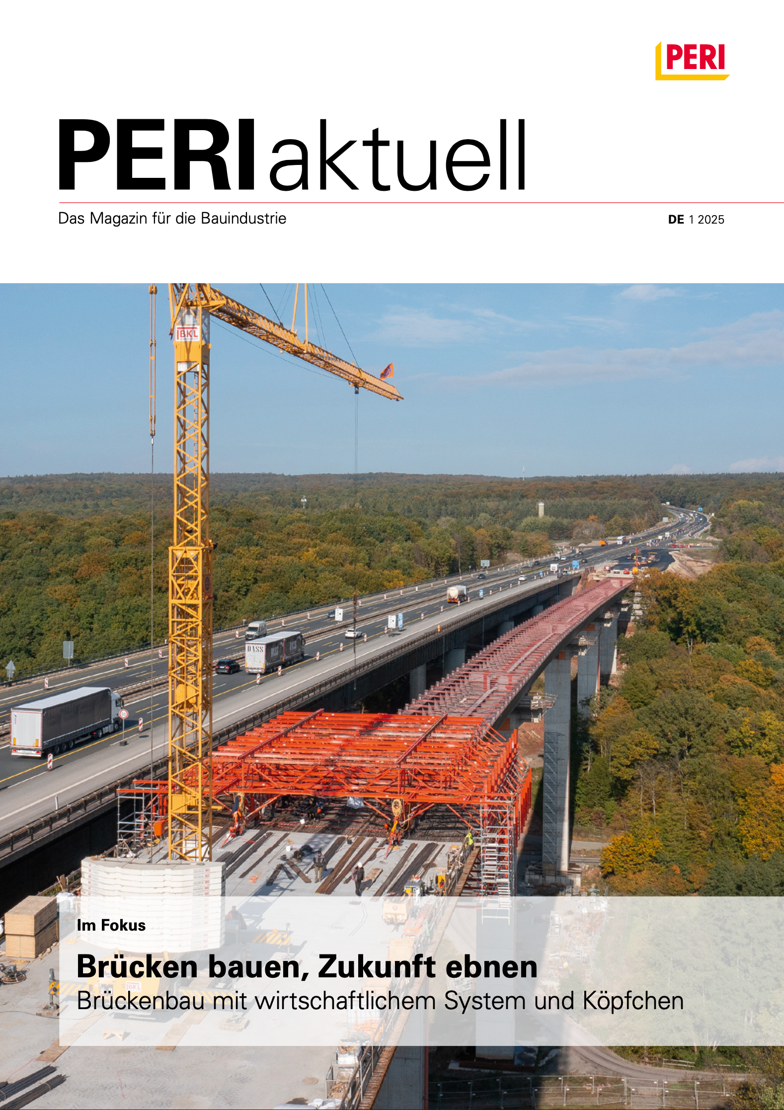 Cover zur Ausgabe Bau 01-2025 des Magazins PERI aktuell