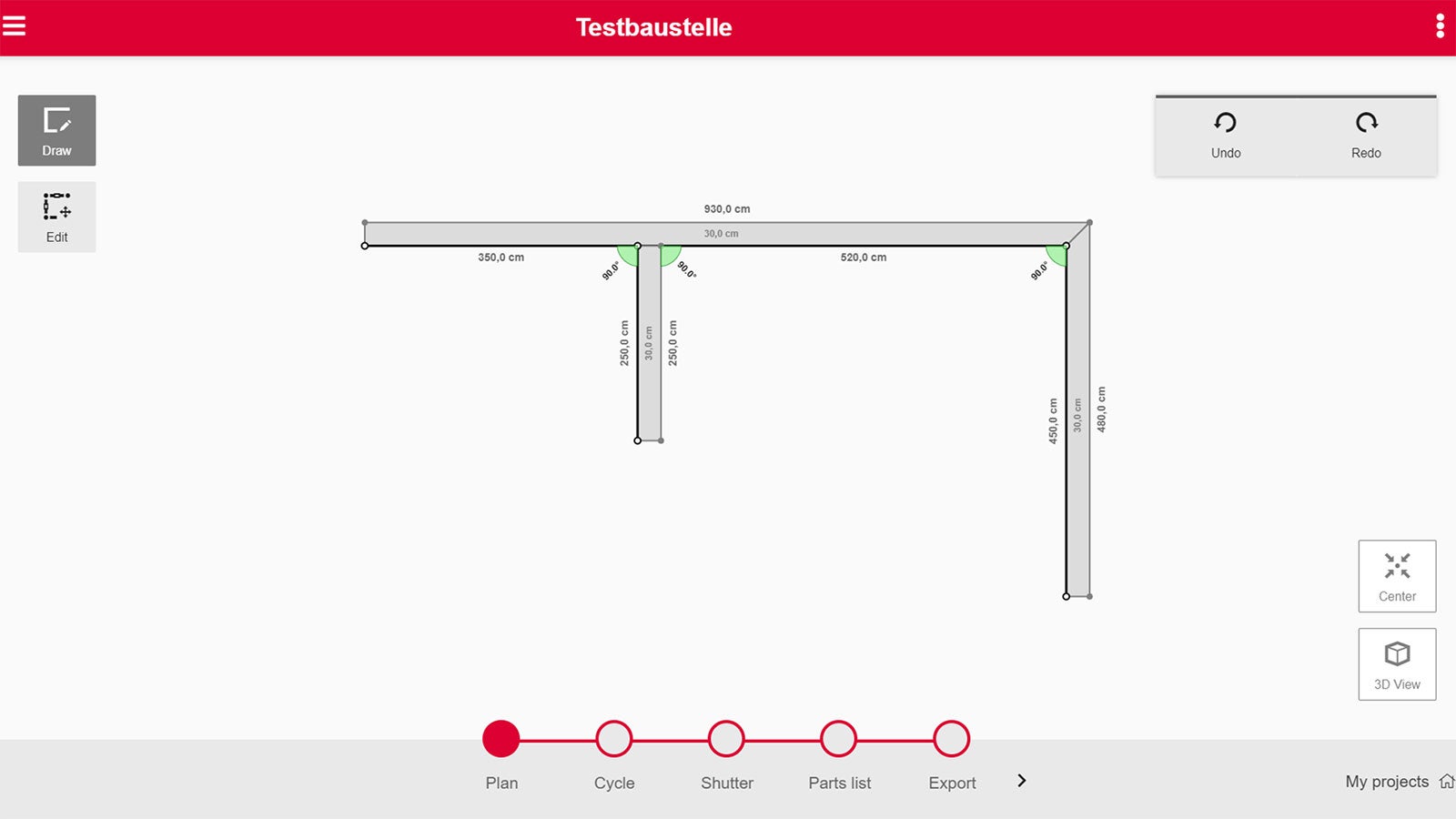 Layout in step Plan: First step – Enter your layout.