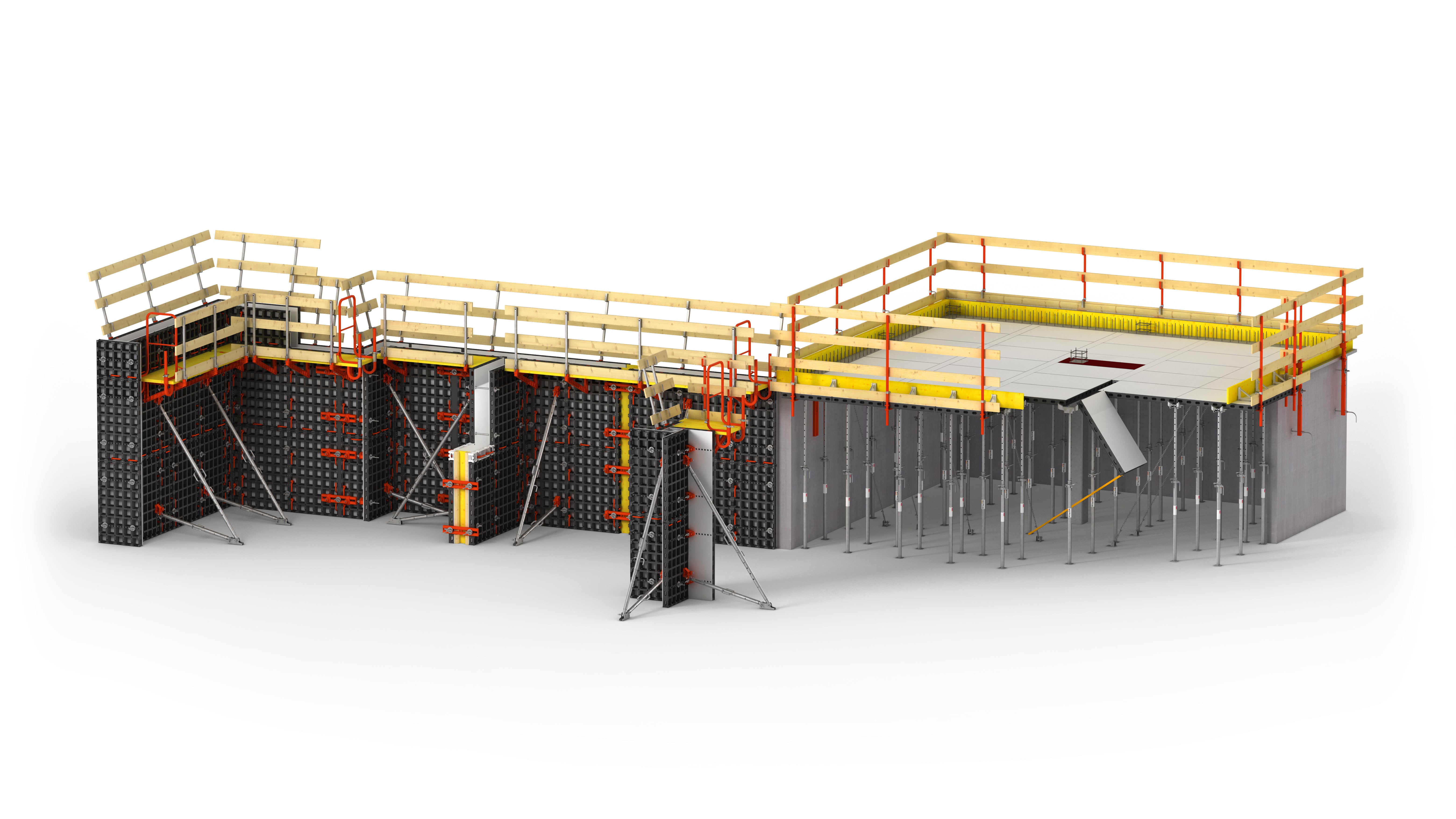 Perde, kolon ve döşemeler için hafif kalıp sistemi 