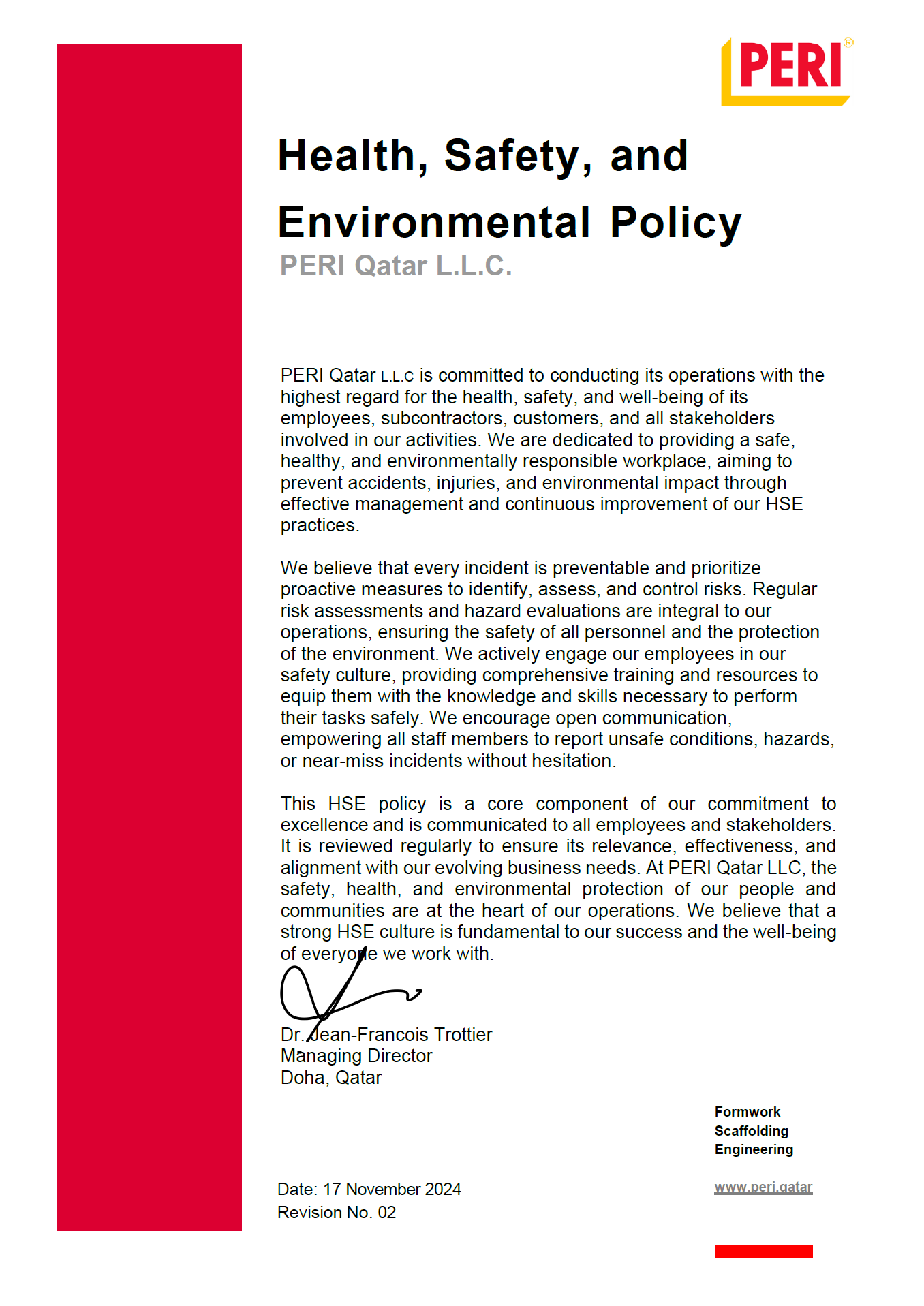 Health Safety and Environmental Policy