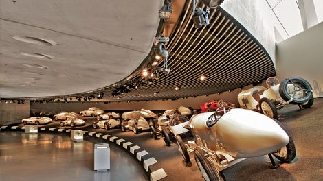 Up to 5,000 visitors a day marvel at 120 years of automotive history in the Mercedes-Benz Museum.