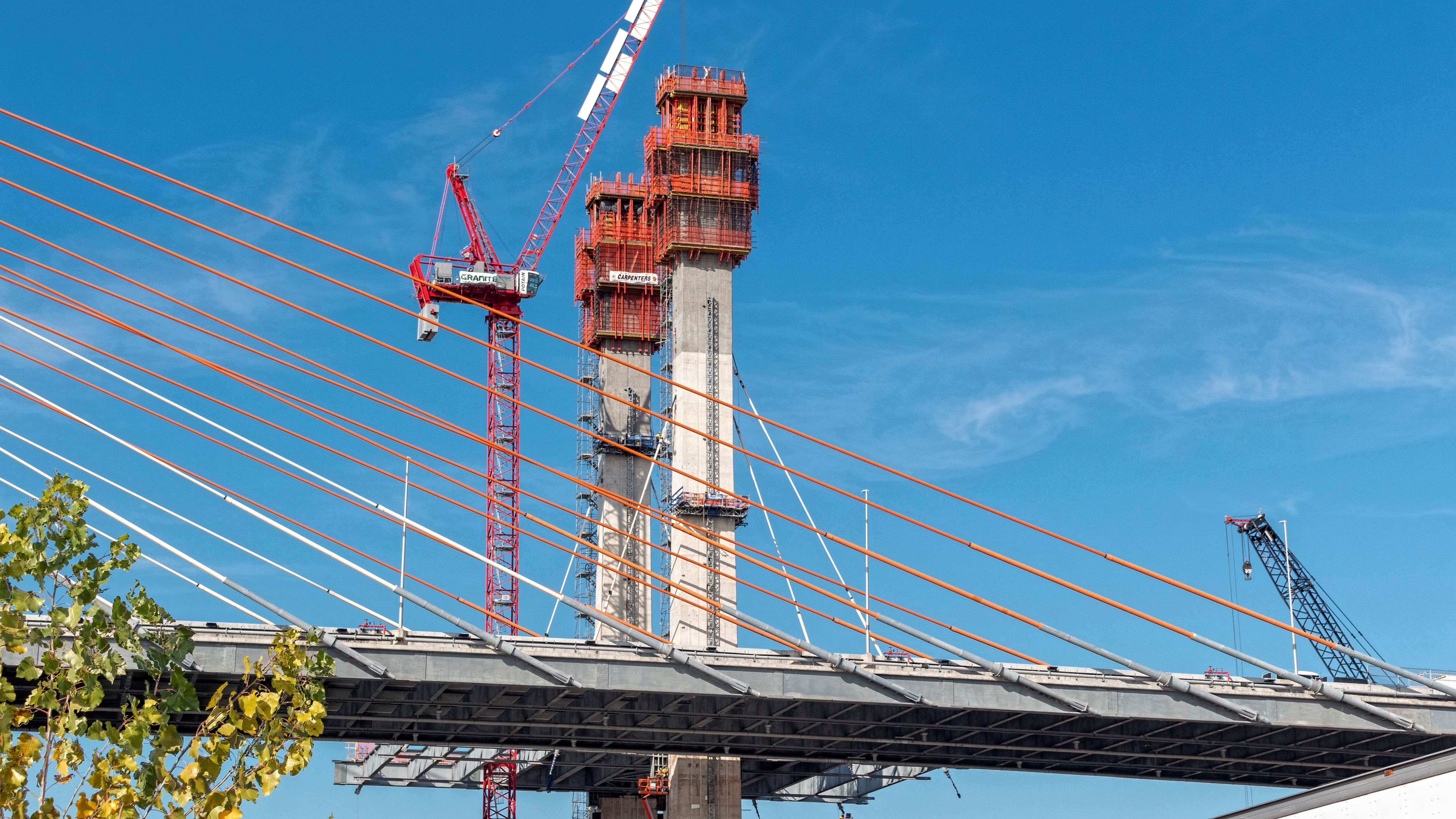 The old bridge currently is being replaced by dual cable-stayed bridges.