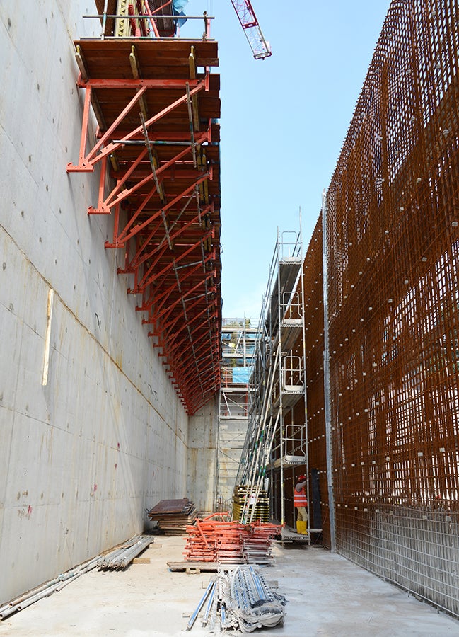 Part of the 3 different thickness of the detention wall tank.