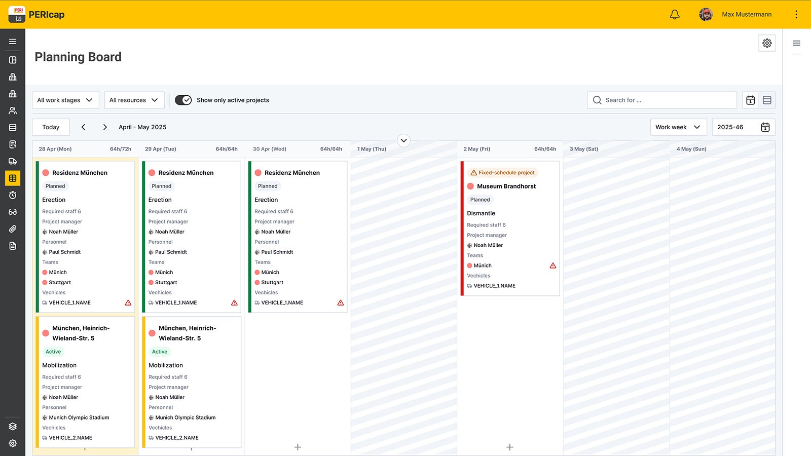 Con la dashboard di pianificazione digitale di PERIcap gestisci i tuoi progetti in modo efficiente e chiaro. 