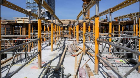 PERI GT 24 girders on high load bearing, lightweight aluminum MULTIPROP shores.