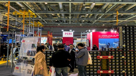 The PERI booth showcasing our formwork and shoring models at the BIC Exhibition.