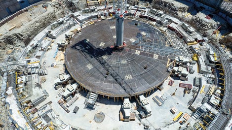 A bird's-eye view of the base of the ELT, which was formed with the MULTIFLEX girder slab formwork 