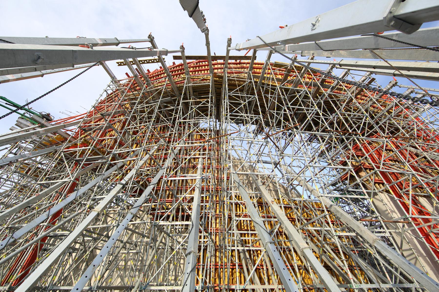 A jungle of braces, props and scaffolding