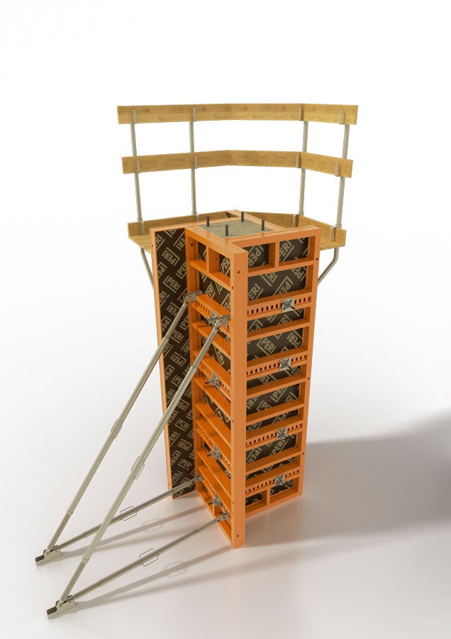 С системными элементами TRIO TRS ST бетонируют колонны квадратного и прямоугольного сечения до 105 х 105 см с шагом 5 см. Благодаря различной высоте колонных элементов наращивание выполняют с шагом до 30 см. В колонных элементах TRS есть специальные отверстия в торцах профиля для простого и быстрого соединения элементов с помощью торцевых болтов. Такое решение экономит время монтажа.<br/>