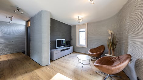 An interior view of the 3D printed house in Beckum.<br/>(PERI AG)