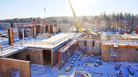 Työmaan rakennusvaihe helmikuussa 2016.