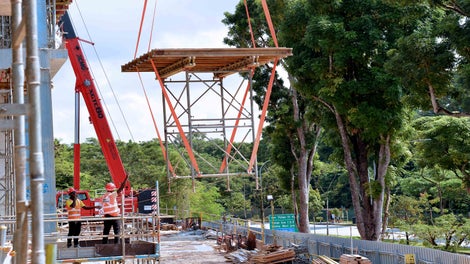PD 8 securely strapped and ready to be lifted