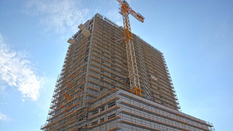 PERI UP façade Scaffold used in this project to provide safety and efficiency
