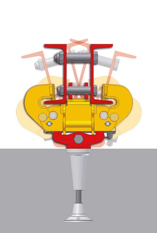 Zglobni deo penjajuće papučice na RCS zidnoj papučici se okreće prilikom korišćenja na kružnim objektima.