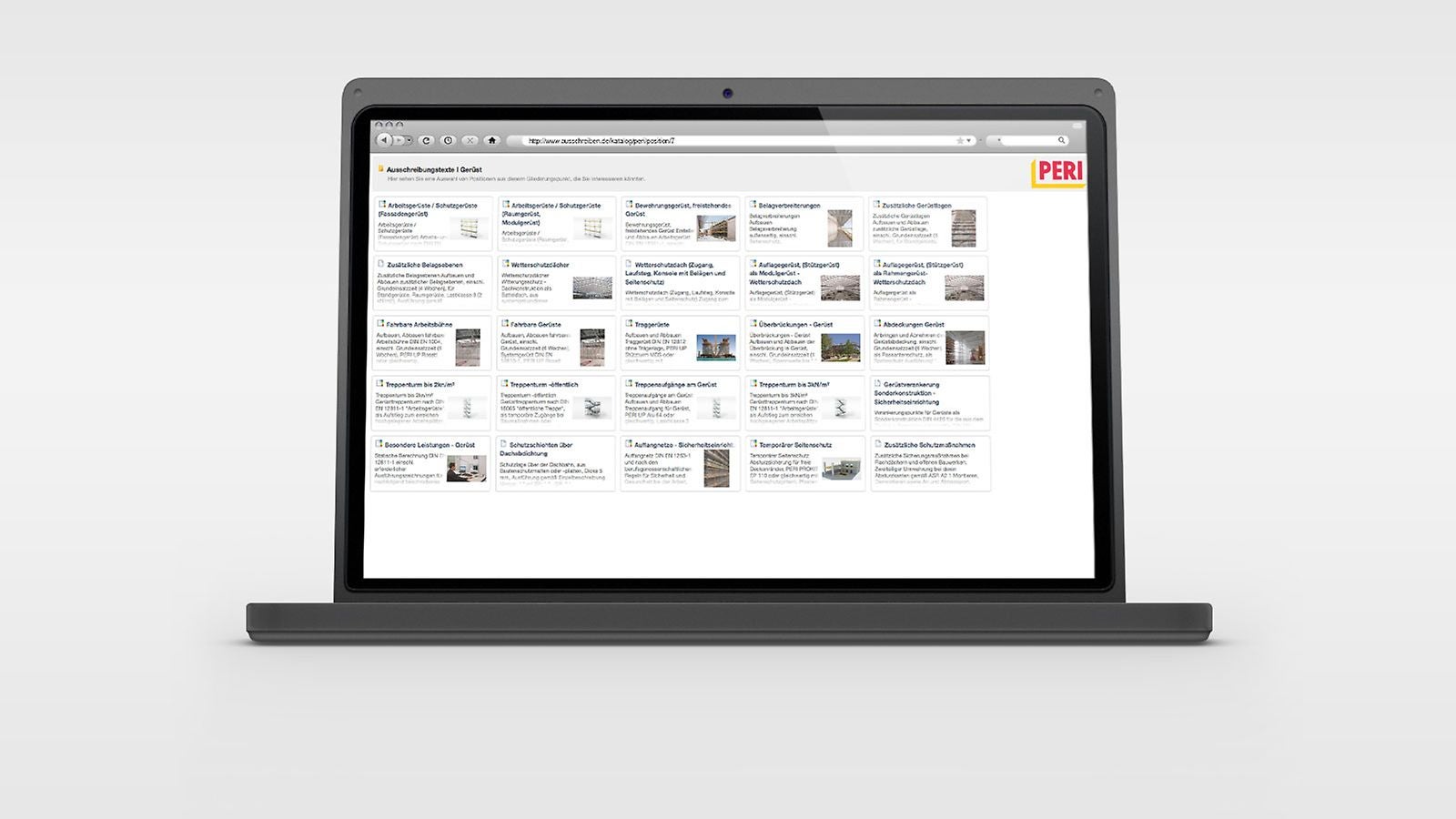 为PERI UP脚手架不同应用提供的全面的问本系统