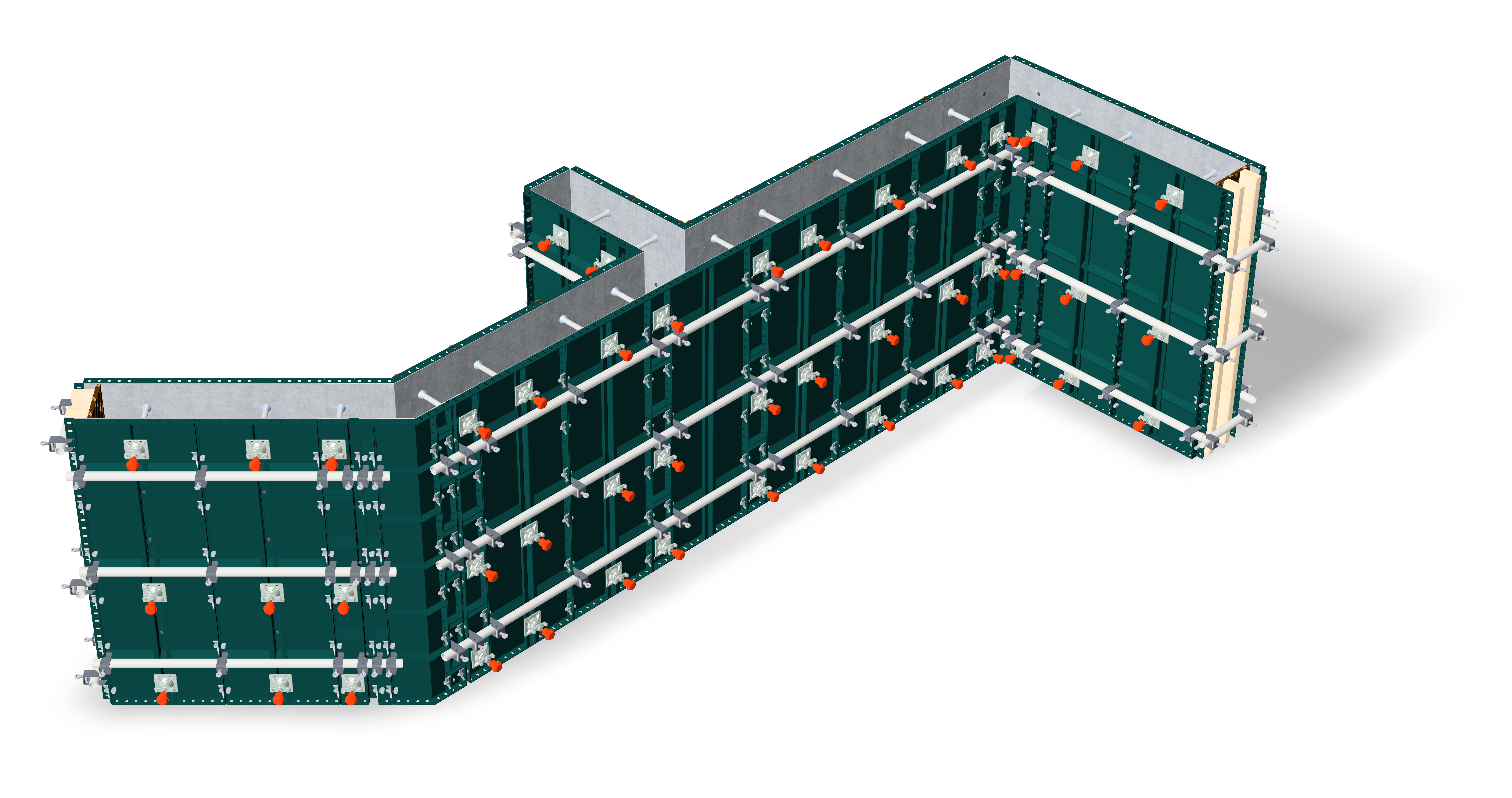 Flexible wall formwork with a variety of panel sizes and components allowing for any form requirements<br/><br/>