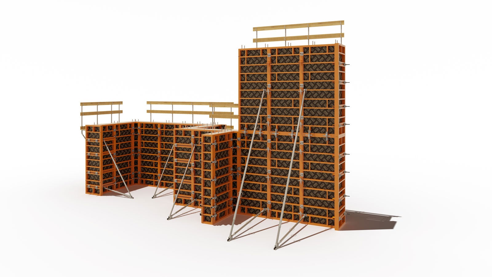 Общий вид системы TRIO ST - опалубки для стен, колонн, лифтовых шахт и фундаментов.