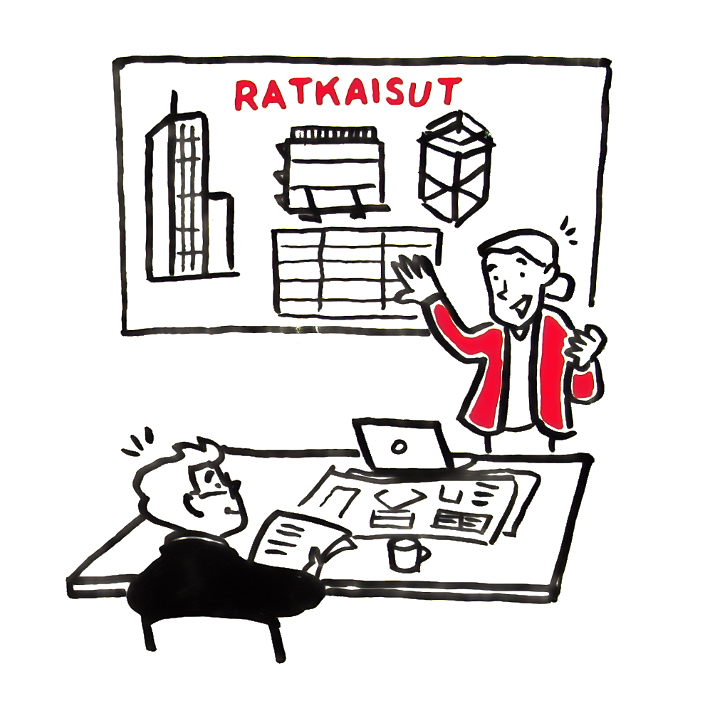 Työmaan lähtiessä käyntiin esittelemme tiimimme sekä projektin vaiheet.