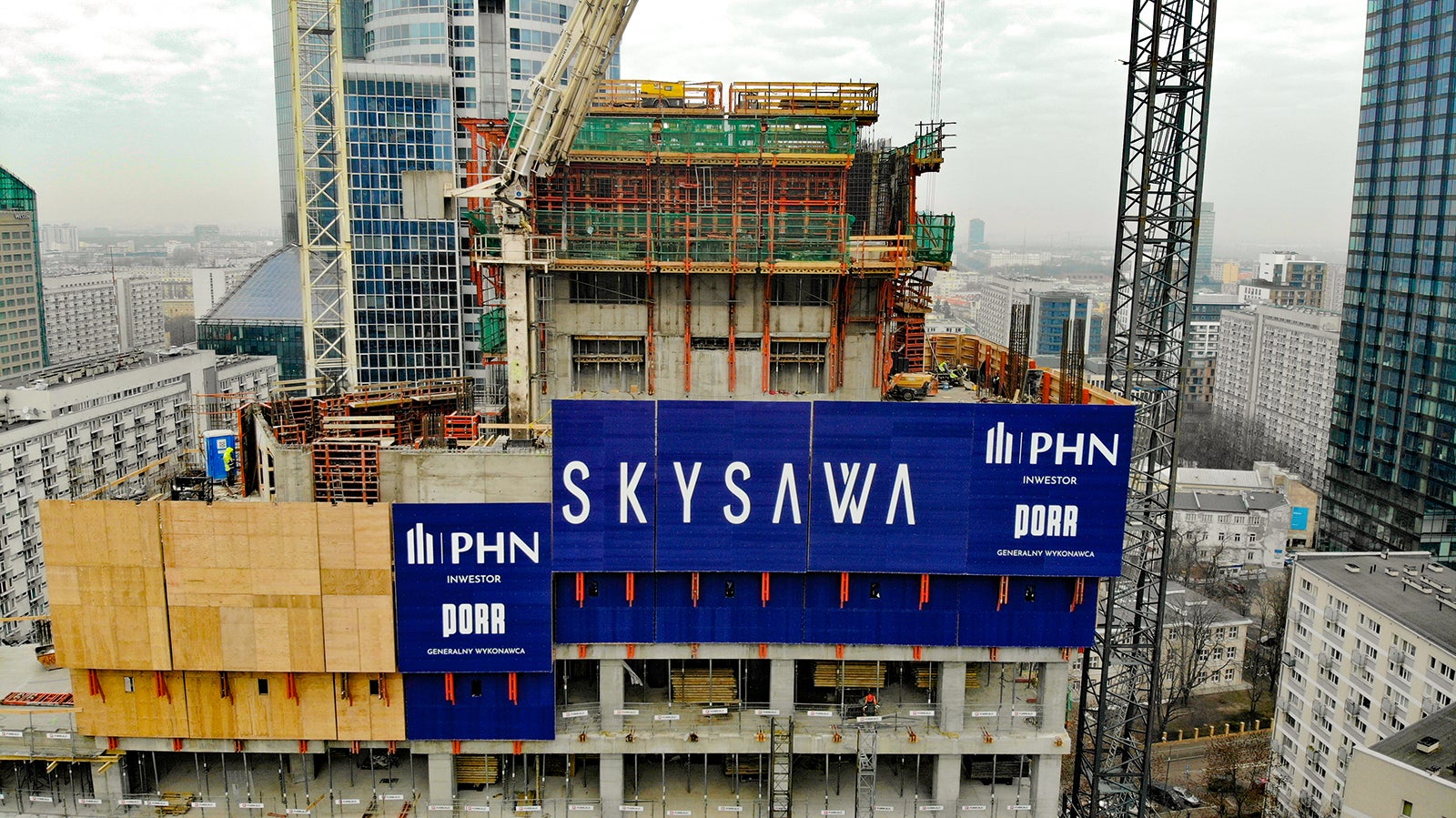 Budowa wieżowca SKYSAWA, Warszawa, fot. Cezary Małecki