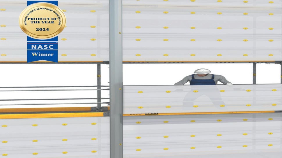 Assembly takes place inside the scaffold and individual panels are opened towards the inside.