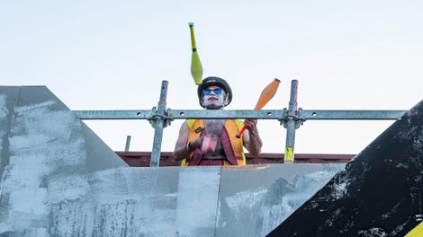 The lightweight, yet strong PERI Flex 75 staircase was ideal for this requirement as its compact design took up minimal space inside the structures and gave performers secure access to the roof of the builds. 