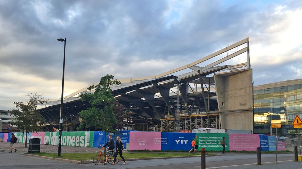 Keskustakirjaston työvaihe elokuun 2017 alussa.