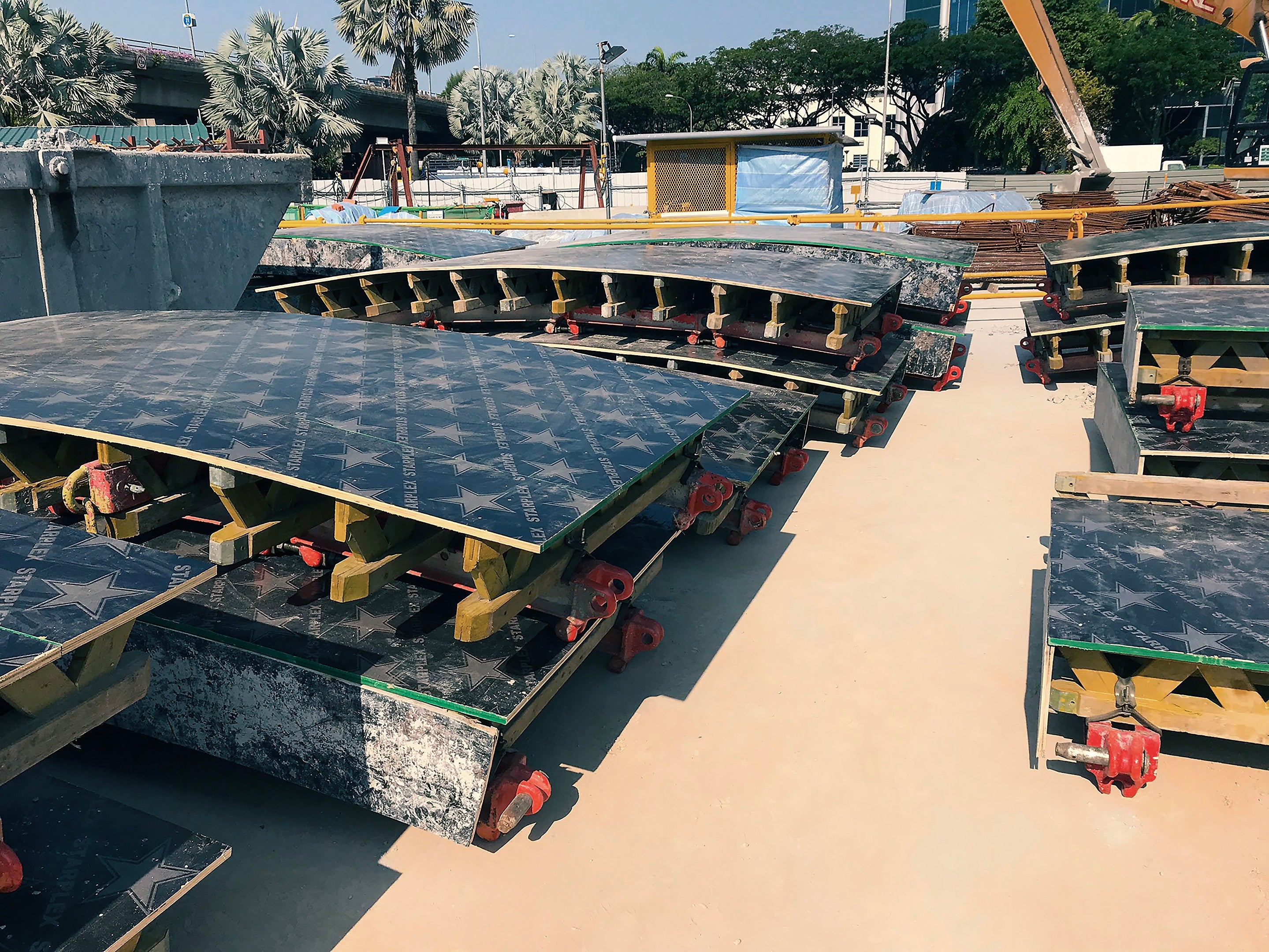 Assembled GRV Circular Formwork wall panels for the shaft, waiting to be installed