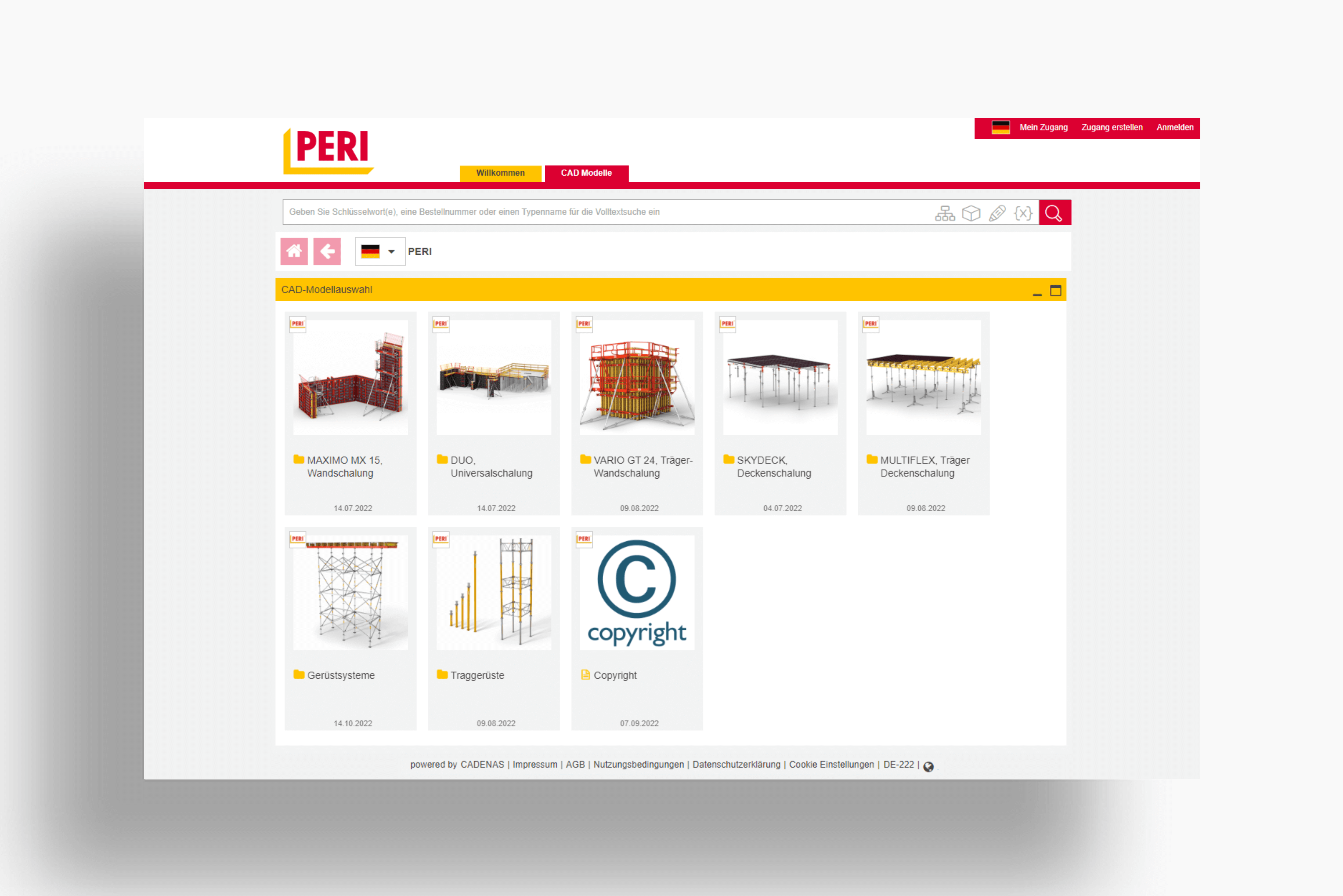 Modelle der PERI Produkte für die Planung der Schalungs- und Gerüstlösung in der gewohnten CAD Software