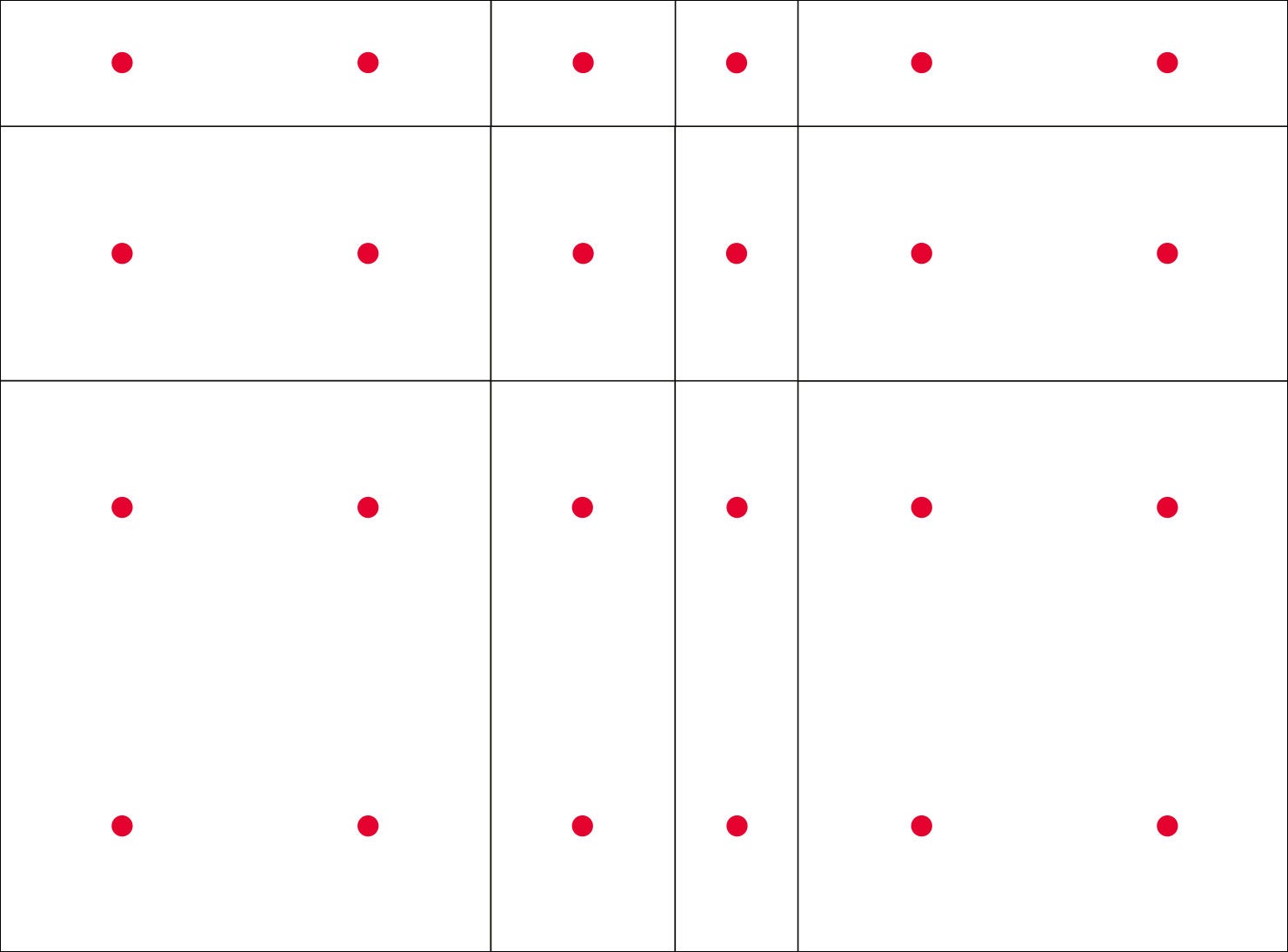 Belegte Ankerstellen sind rot markiert. Grün markierte Ankerstellen sind nicht belegt und müssen deshalb vorm Betonieren zusätzlich verschlossen werden.