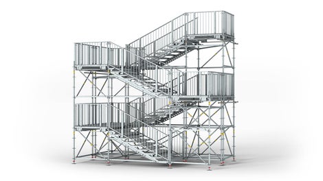 Stair geometry and landing arrangement meet the requirements for public access.